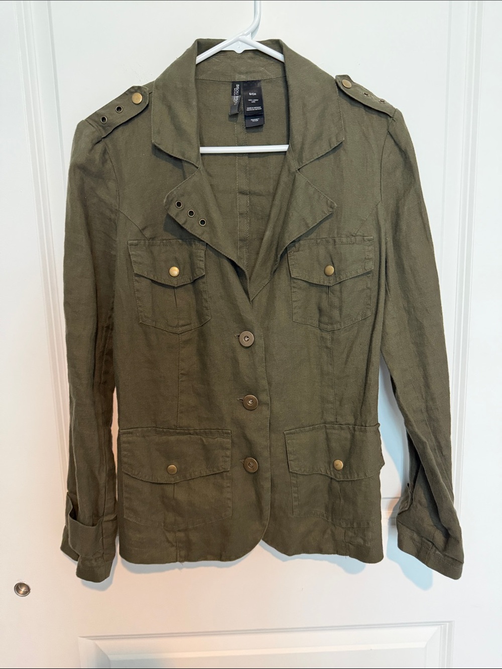 Bisou Bisou Michele Bohbot 100% Linen Utility Safari Jacket - Size Small